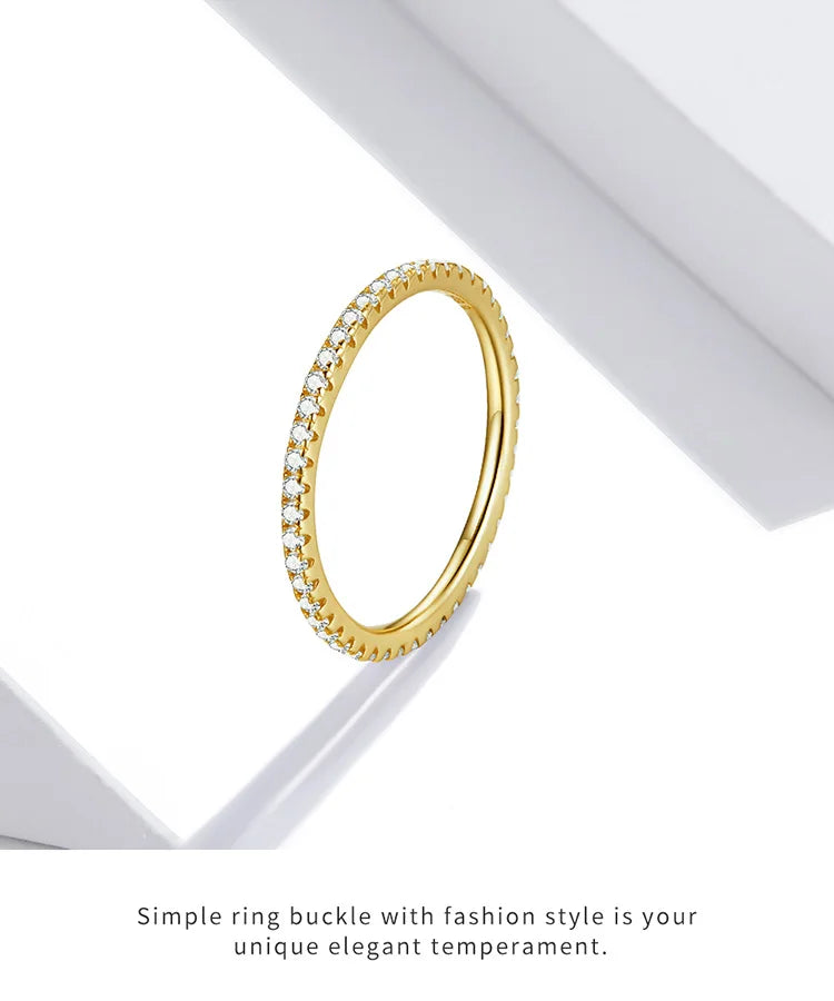 BAMOER Gold Plated CZ Eternity Ring