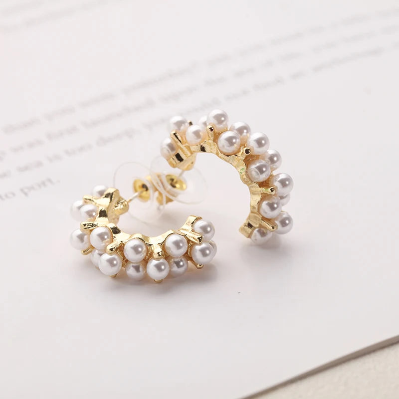 Korean Simple Pearl Circle Earrings