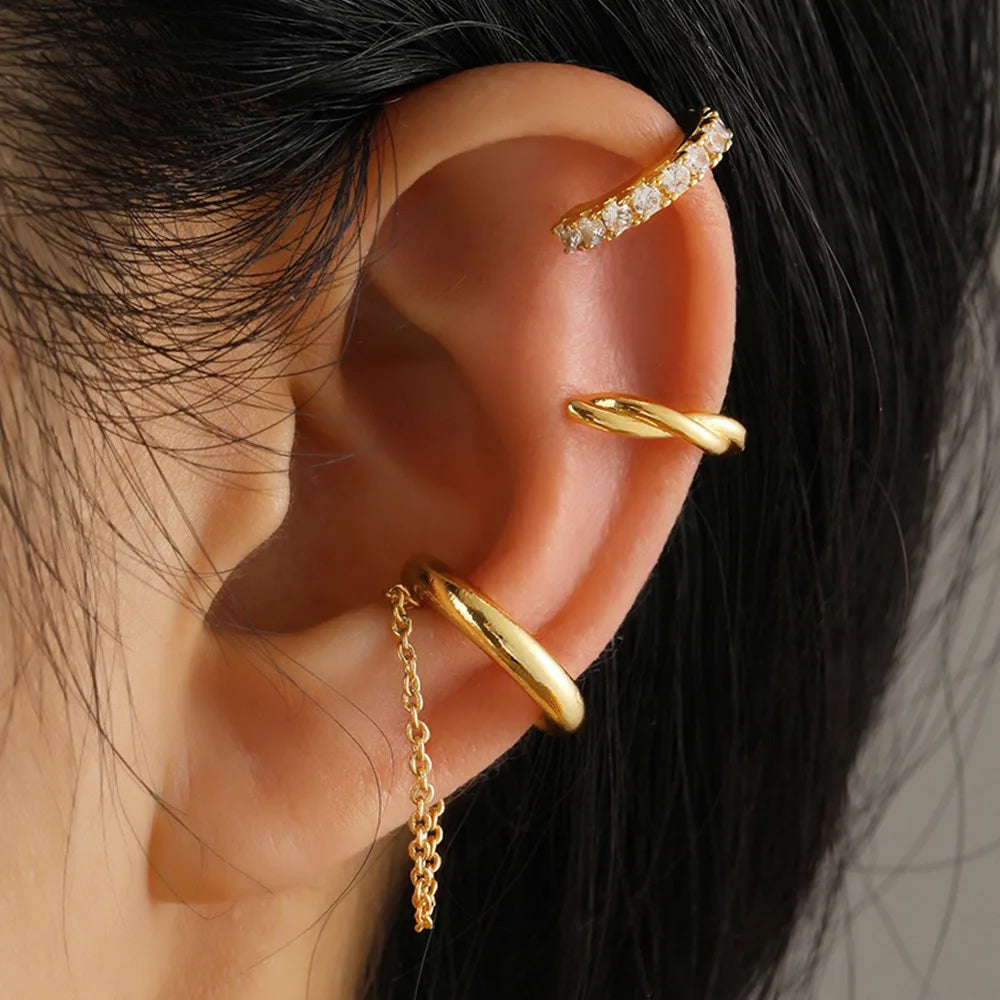 3PCS Vintage Crystal Ear Cuff Set