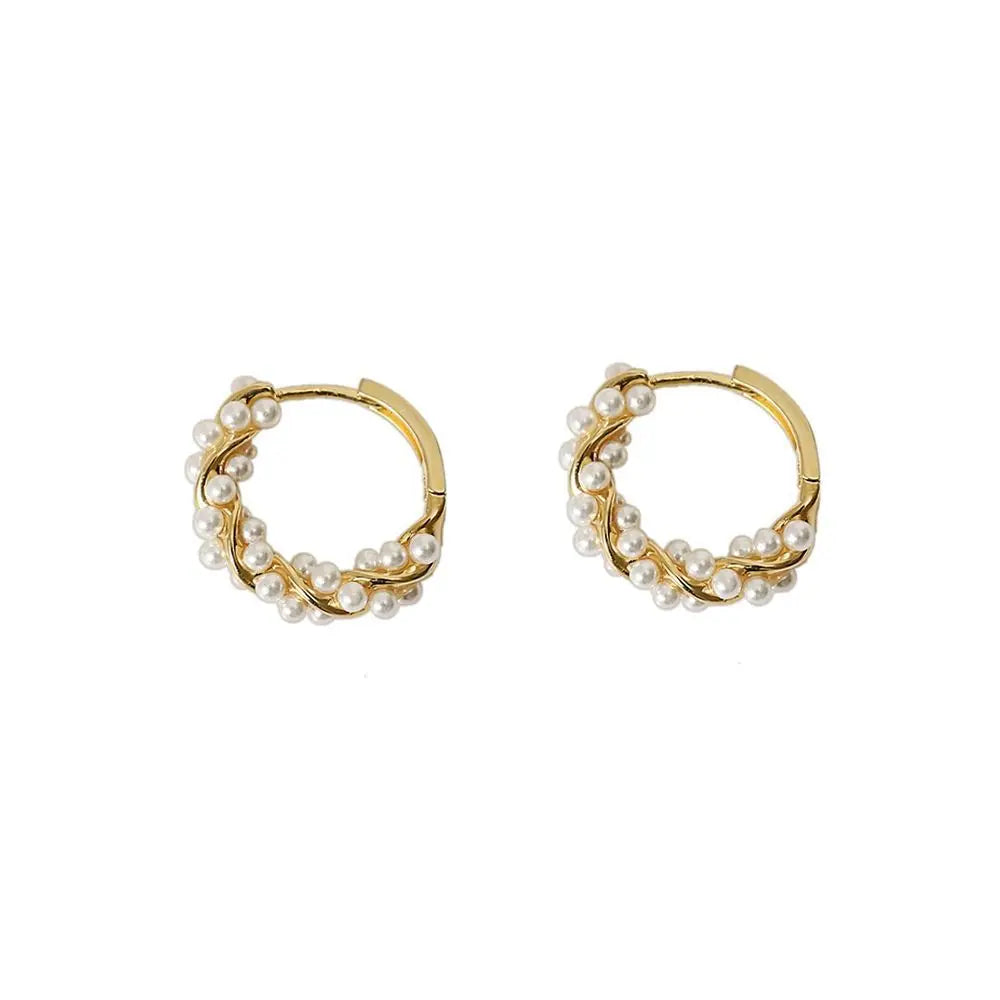 Korean Simple Pearl Circle Earrings