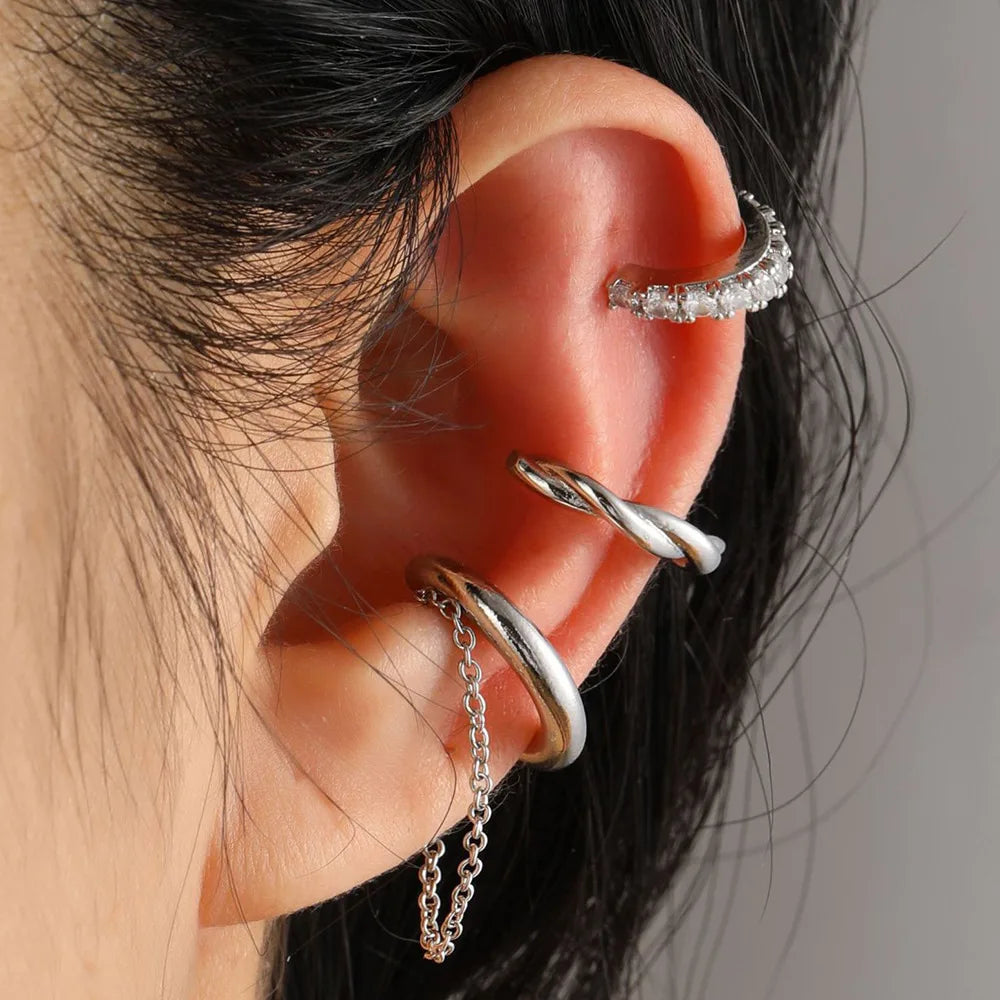 3PCS Vintage Crystal Ear Cuff Set