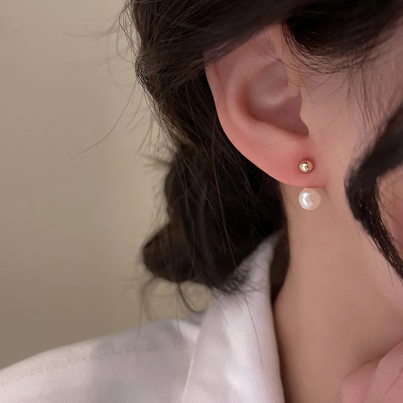 Korean Simple Pearl Circle Earrings