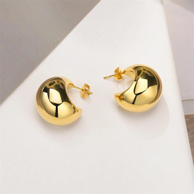 Vintage Gold Chunky Dome Earrings