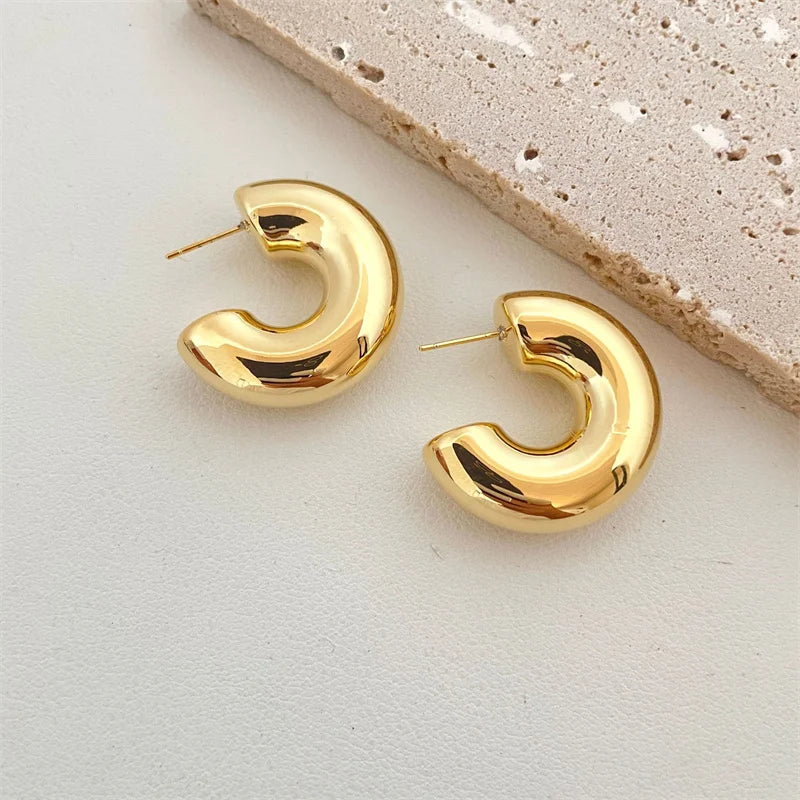 Vintage Gold Chunky Dome Earrings