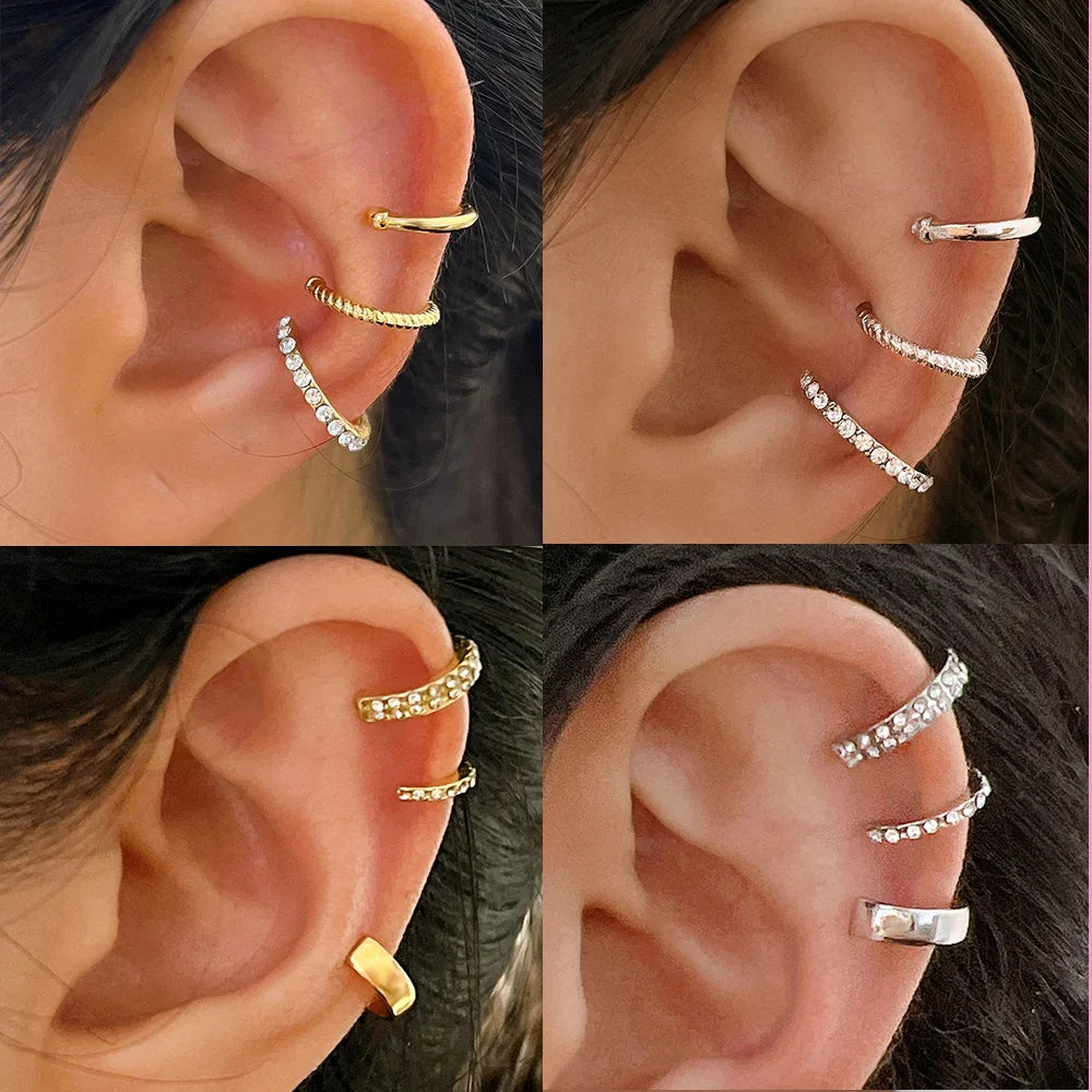 3PCS Vintage Crystal Ear Cuff Set