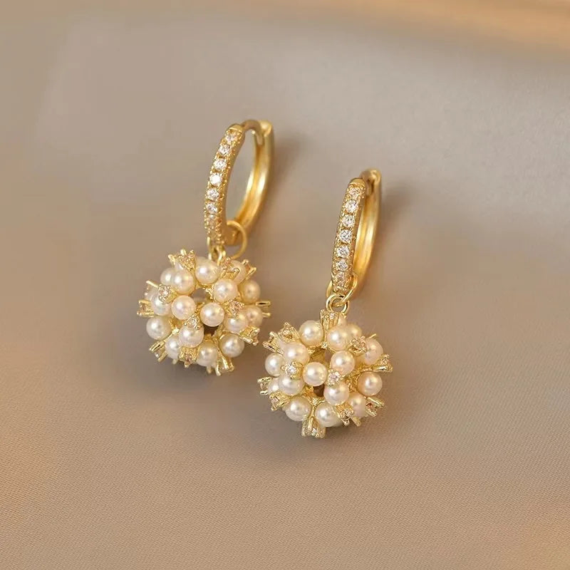 Korean Simple Pearl Circle Earrings
