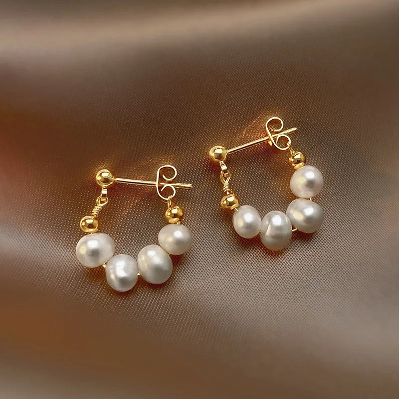 Korean Simple Pearl Circle Earrings