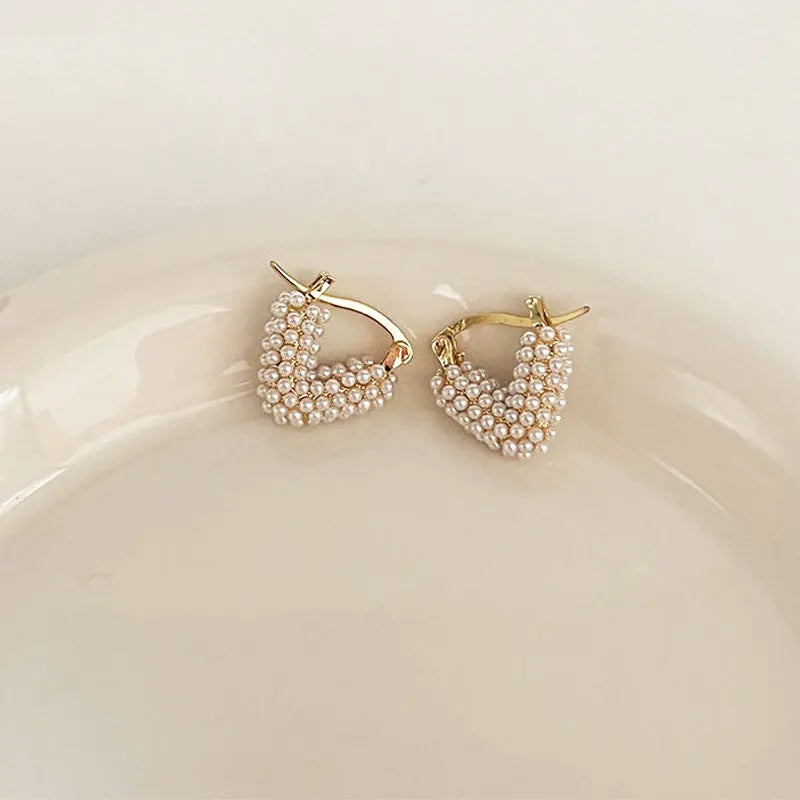 Korean Simple Pearl Circle Earrings