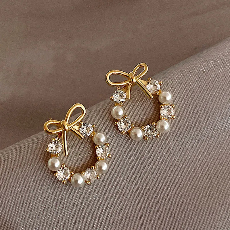 Korean Simple Pearl Circle Earrings
