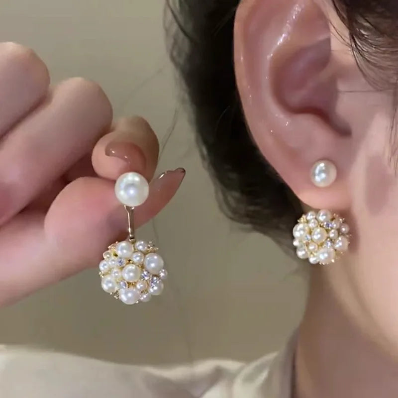 Korean Simple Pearl Circle Earrings