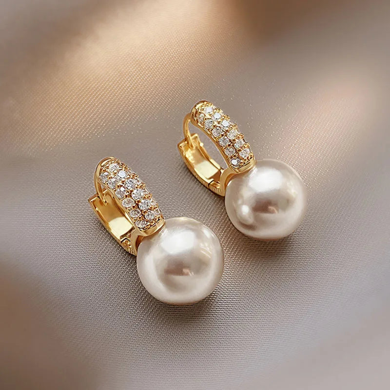 Korean Simple Pearl Circle Earrings