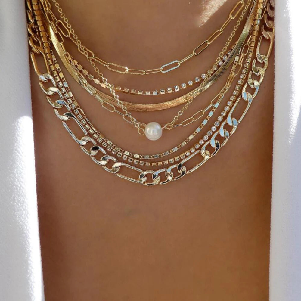 Trendy Boho Crystal Necklace Set