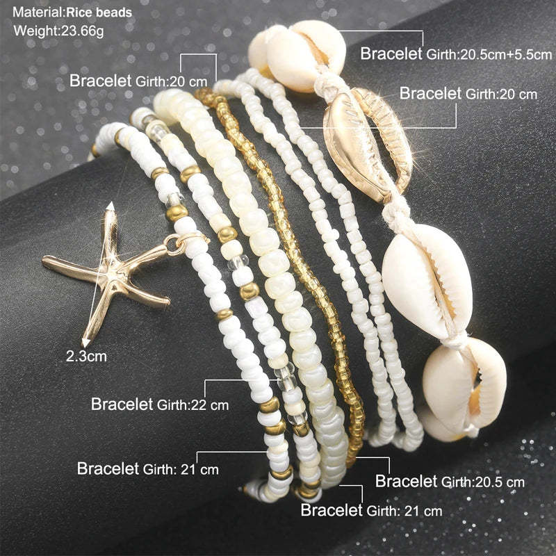 7pcs Bohemian Beaded Anklet Set