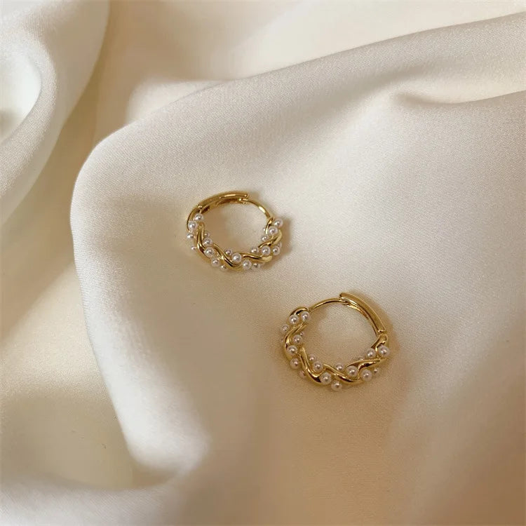 Korean Simple Pearl Circle Earrings