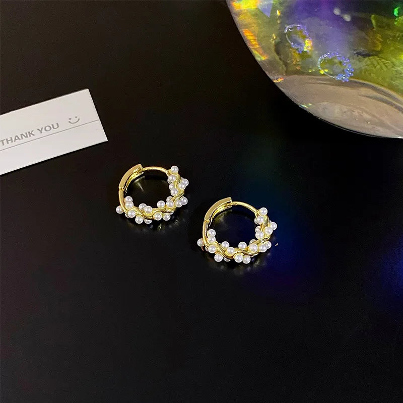 Korean Simple Pearl Circle Earrings