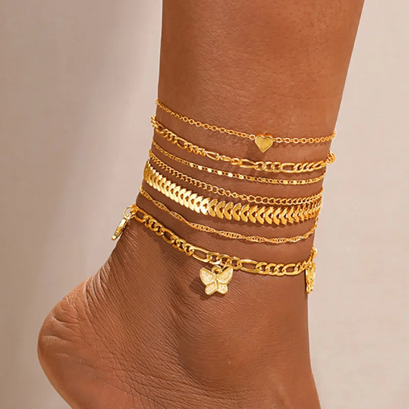 7pcs Bohemian Beaded Anklet Set