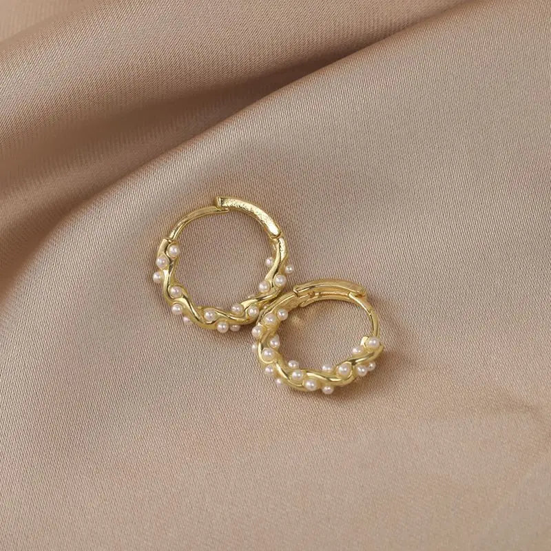 Korean Simple Pearl Circle Earrings